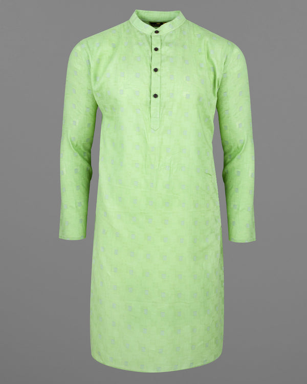 Pixie Green Geometric Dobby Textured Premium Giza Cotton Kurta KT001-39, KT001-40, KT001-42, KT001-44, KT001-46