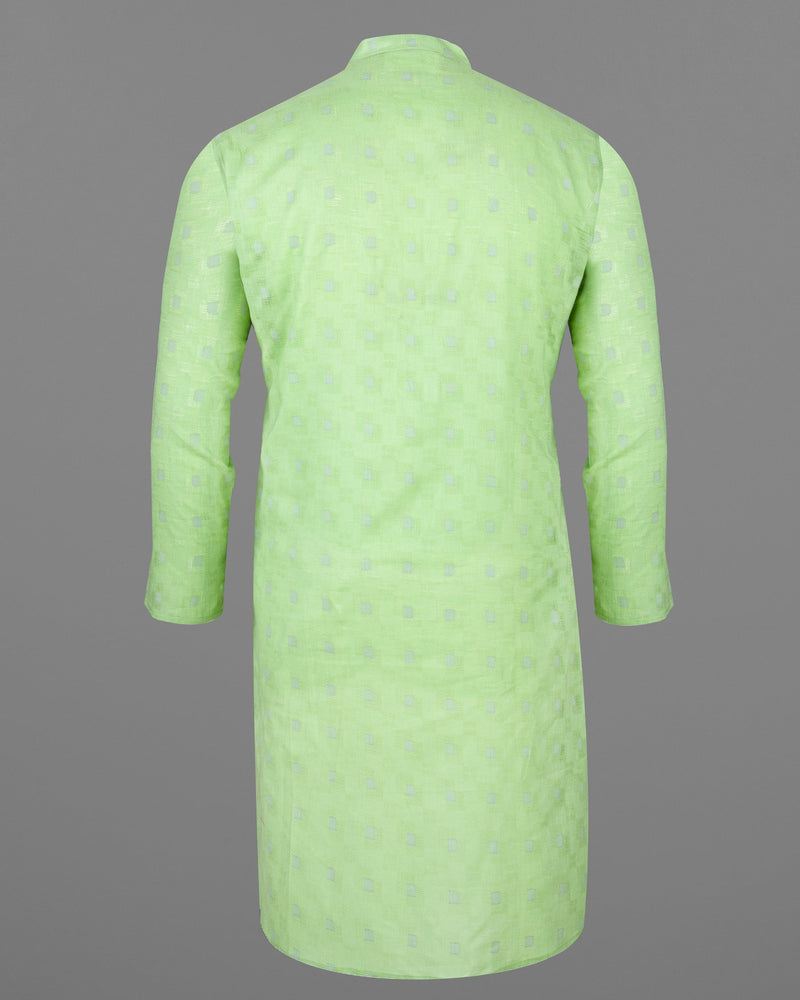 Pixie Green Geometric Dobby Textured Premium Giza Cotton Kurta KT001-39, KT001-40, KT001-42, KT001-44, KT001-46