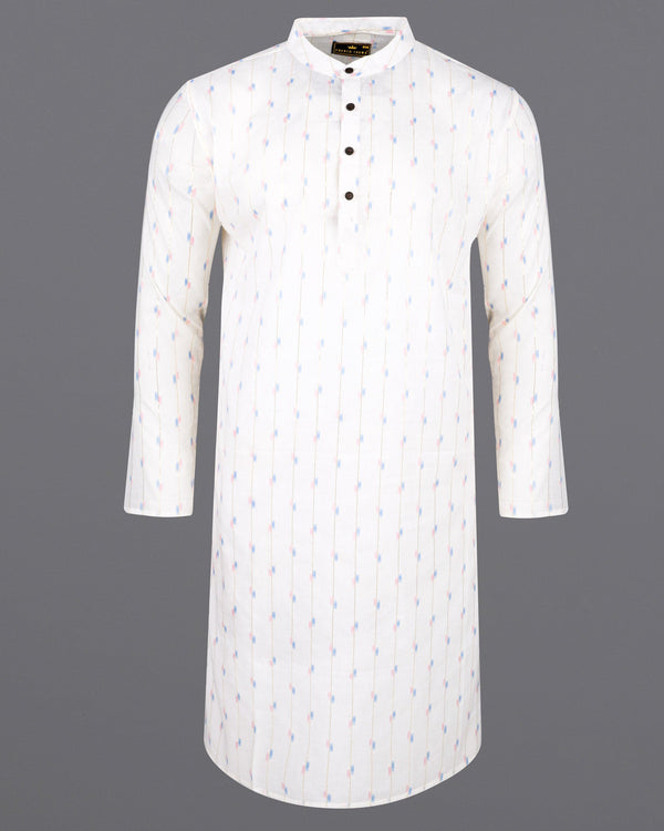 Off White Striped Jacquard Textured Premium Giza Cotton Kurta KT003-39, KT003-40, KT003-42, KT003-44, KT003-46