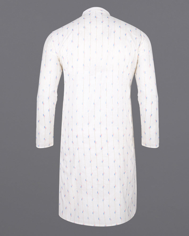 Off White Striped Jacquard Textured Premium Giza Cotton Kurta KT003-39, KT003-40, KT003-42, KT003-44, KT003-46