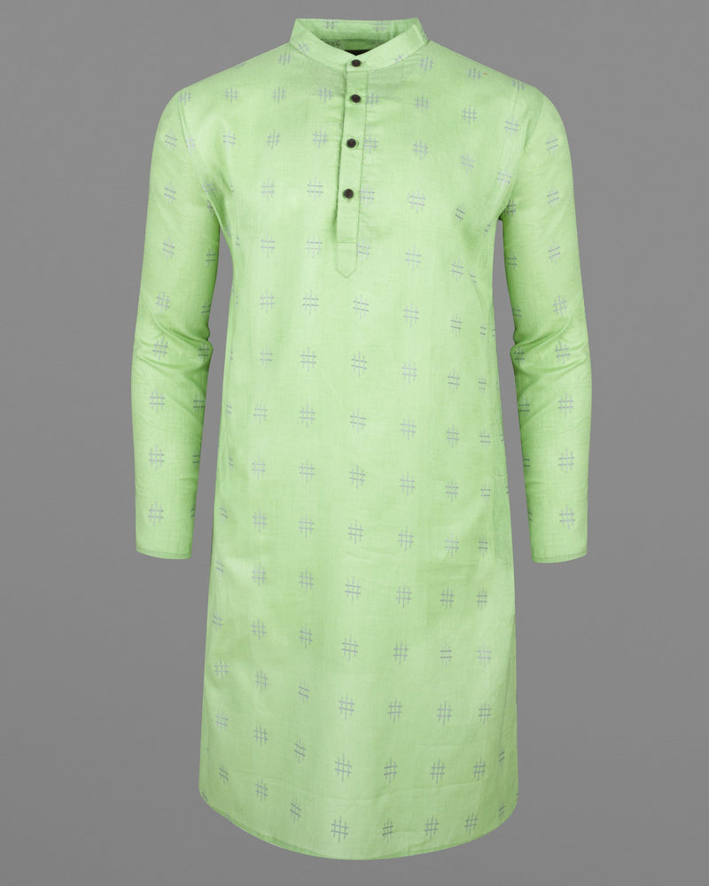 Beryl Green Dobby Textured Premium Giza Cotton Kurta KT005-39, KT005-40, KT005-42, KT005-44, KT005-46