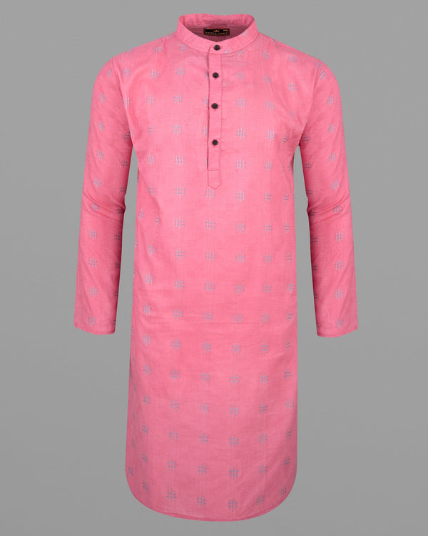 Geraldine Pink Dobby Textured Premium Giza Cotton Kurta KT006-39, KT006-40, KT006-42, KT006-44, KT006-46