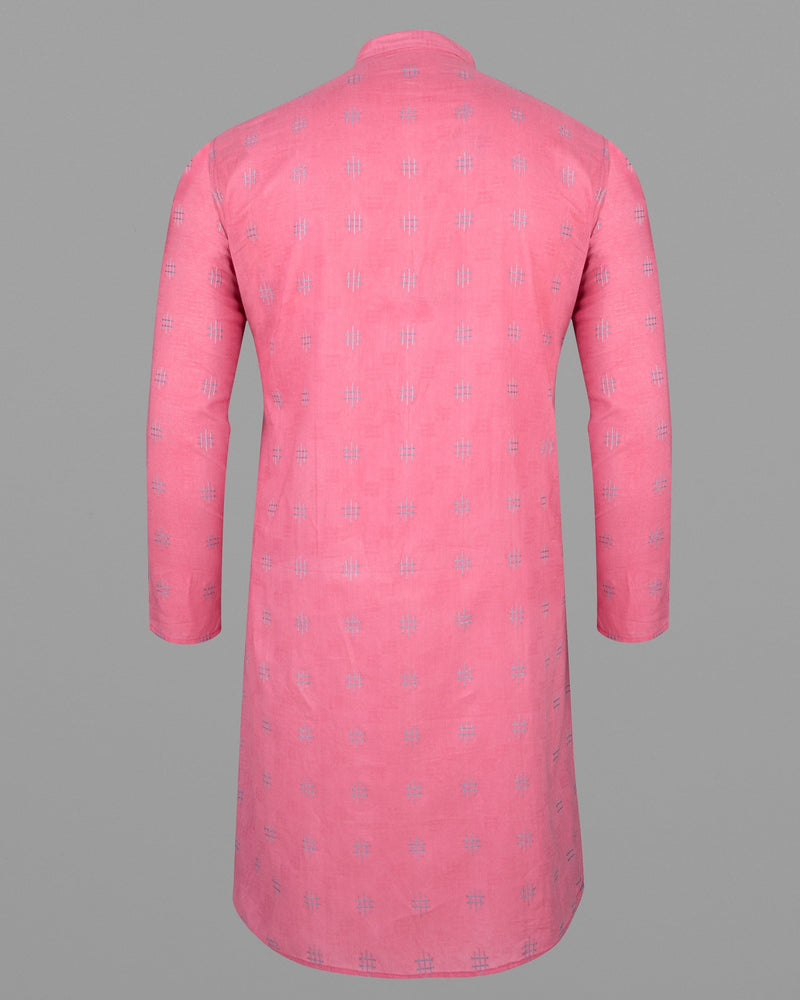 Geraldine Pink Dobby Textured Premium Giza Cotton Kurta KT006-39, KT006-40, KT006-42, KT006-44, KT006-46