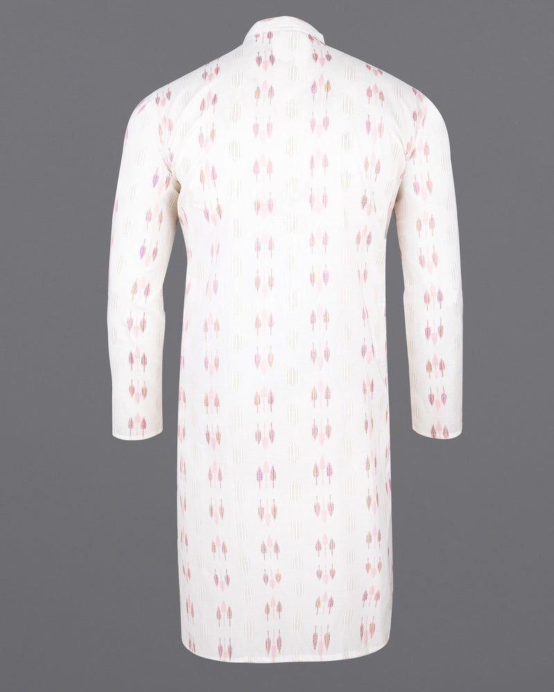 Cosmos Pink Leaves Textured Jacquard Premium Giza Cotton Kurta KT007-39, KT007-40, KT007-42, KT007-44, KT007-46