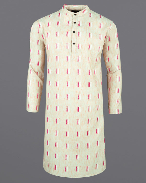 Hampton Cream Jacquard Textured Premium Giza Cotton Kurta KT013-39, KT013-40, KT013-42, KT013-44, KT013-46