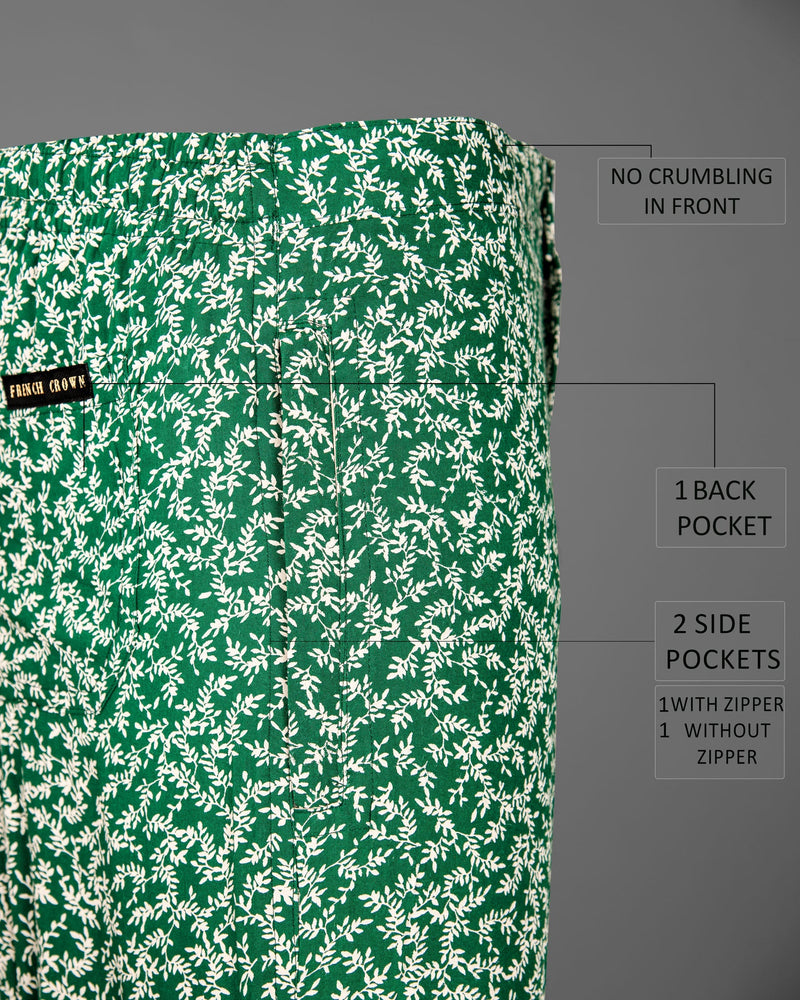 Salem Green Leaves Printed Premium Tencel Lounge Pant LP143-28, LP143-30, LP143-32, LP143-34, LP143-36, LP143-38, LP143-40, LP143-42, LP143-44