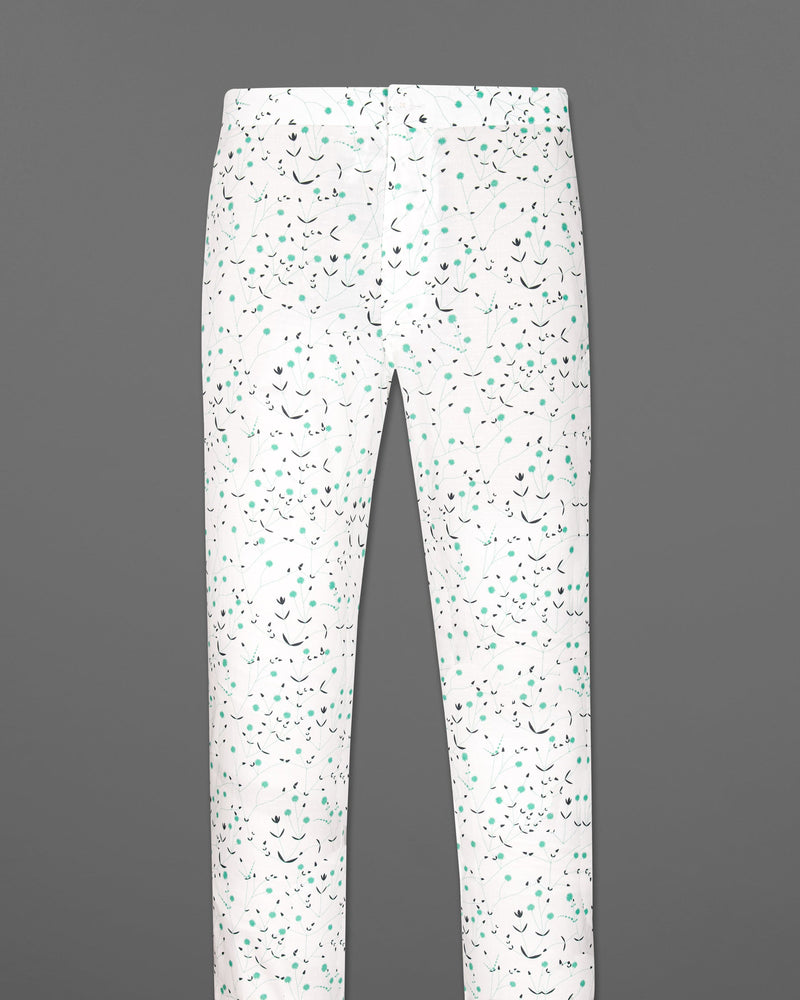 Bright White Floral Printed Premium Satin Lounge Pant LP146-28, LP146-30, LP146-32, LP146-34, LP146-36, LP146-38, LP146-40, LP146-42, LP146-44