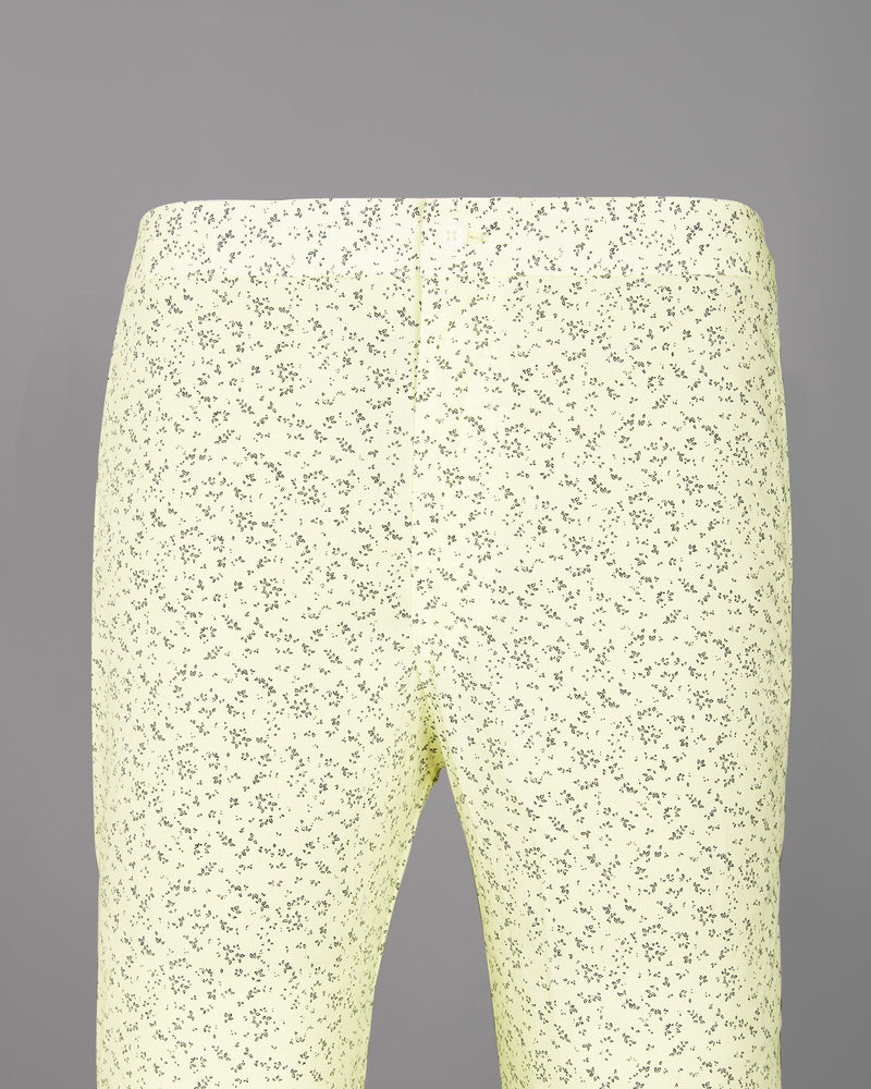 Light yellow Micro Flowers Printed Premium Cotton Lounge Pant LP156-28, LP156-30, LP156-32, LP156-34, LP156-36, LP156-38, LP156-40, LP156-42, LP156-44