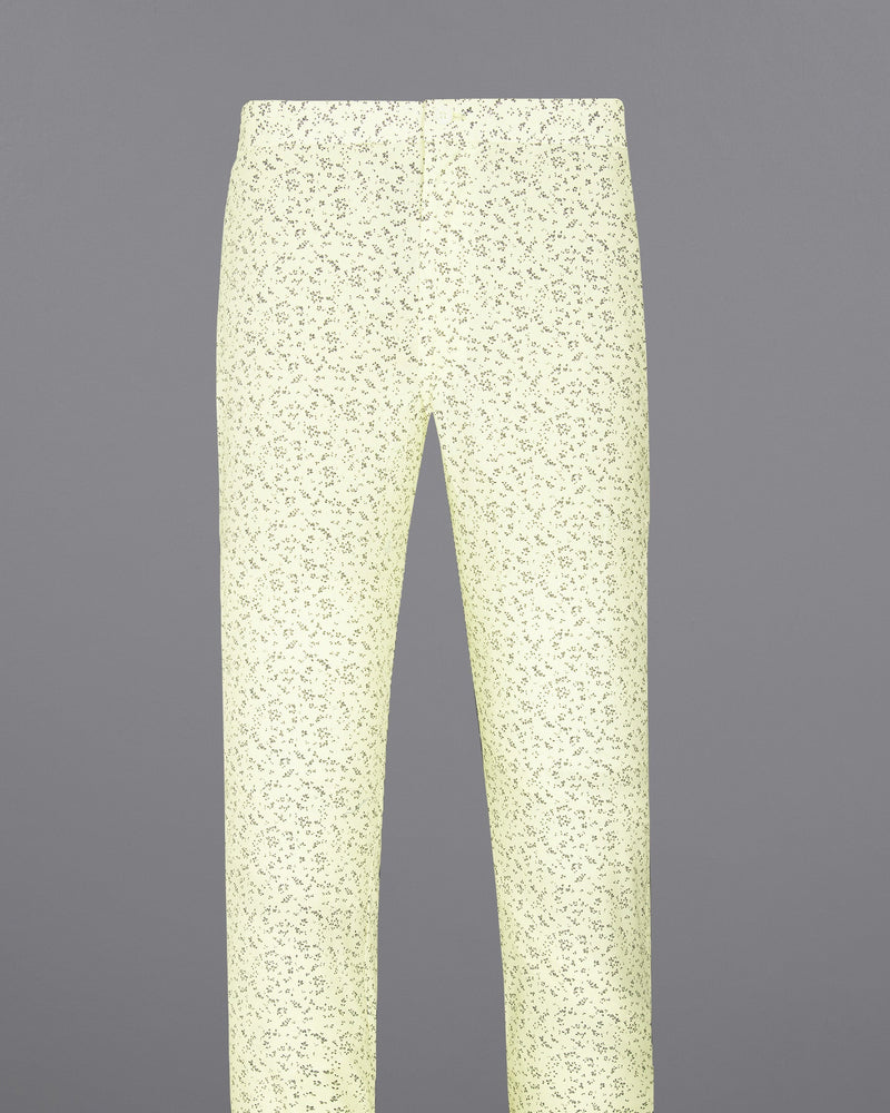 Light yellow Micro Flowers Printed Premium Cotton Lounge Pant LP156-28, LP156-30, LP156-32, LP156-34, LP156-36, LP156-38, LP156-40, LP156-42, LP156-44