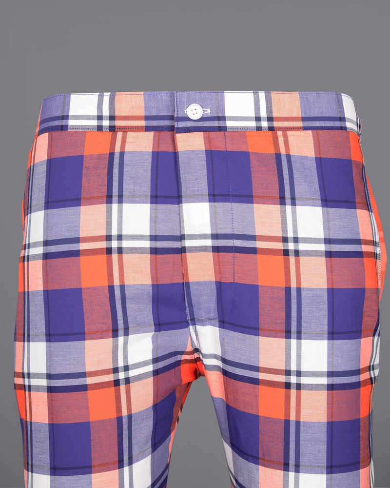 Victoria Blue with Burnt Sienna Plaid Multicolor Oxford Lounge Pants LP164-28, LP164-30, LP164-32, LP164-34, LP164-36, LP164-38, LP164-40, LP164-42, LP164-44