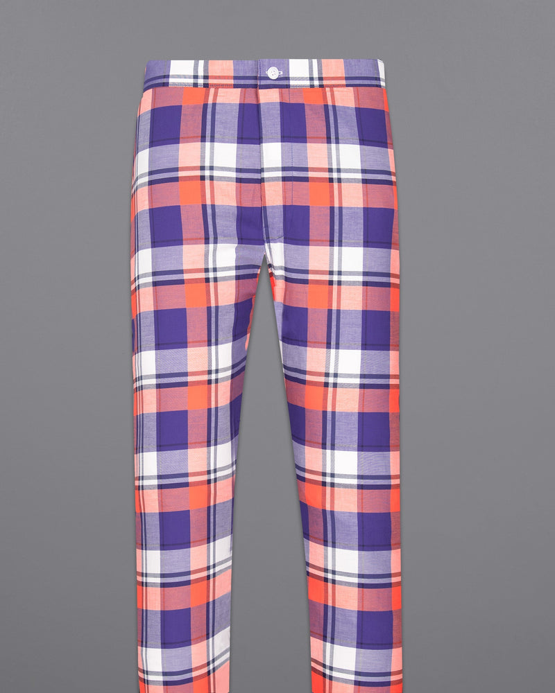 Victoria Blue with Burnt Sienna Plaid Multicolor Oxford Lounge Pants LP164-28, LP164-30, LP164-32, LP164-34, LP164-36, LP164-38, LP164-40, LP164-42, LP164-44