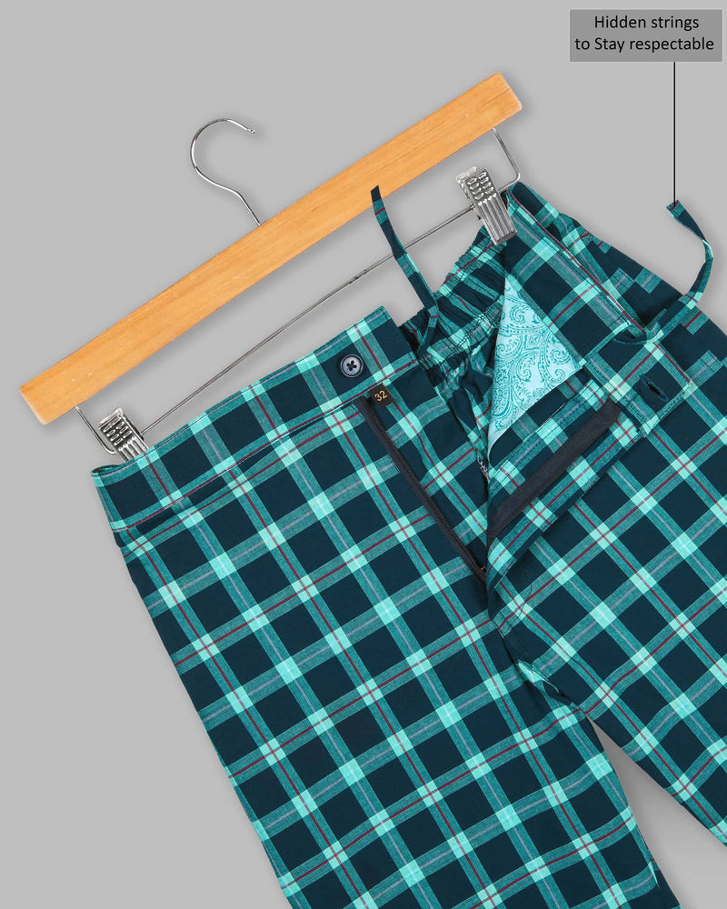 Nile Blue Checked Premium Cotton Lounge Pant LP130-28, LP130-30, LP130-36, LP130-38, LP130-40, LP130-42, LP130-44, LP130-32, LP130-34