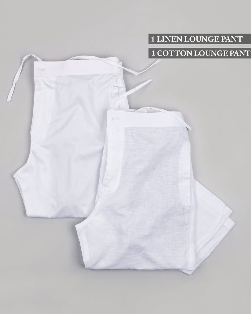 One white Cotton and One White Linen Lounge Pants LP014-30, LP014-42, LP014-32, LP014-40, LP014-38, LP014-28, LP014-44, LP014-34, LP014-36