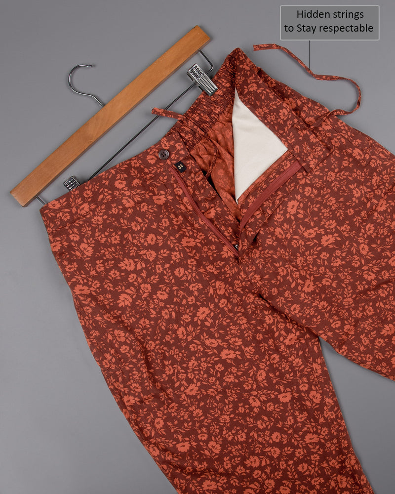 Metallic Copper tonal Floral Printed Premium Tencel Lounge Pant LP152-28, LP152-30, LP152-32, LP152-34, LP152-36, LP152-38, LP152-40, LP152-42, LP152-44