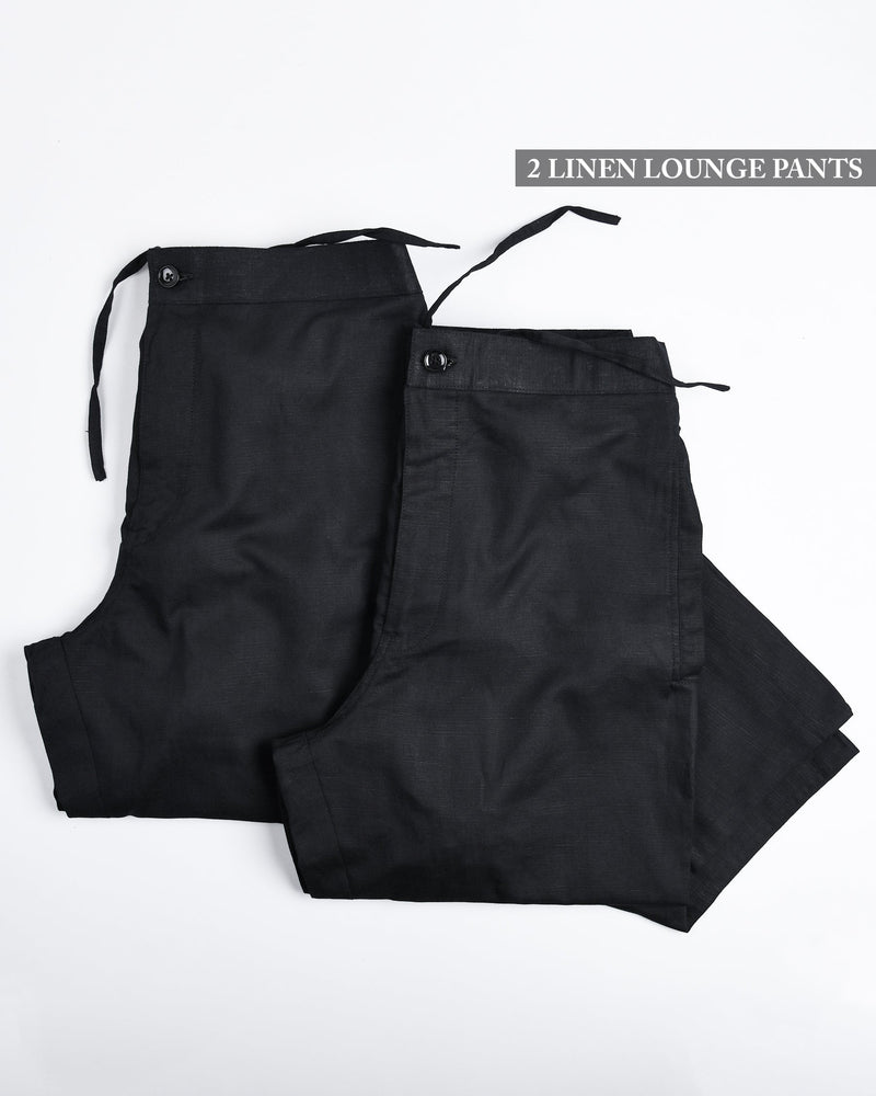 Two Black Premium Linen Lounge Pants LP078-44, LP078-42, LP078-38, LP078-34, LP078-36, LP078-40, LP078-28, LP078-30, LP078-32