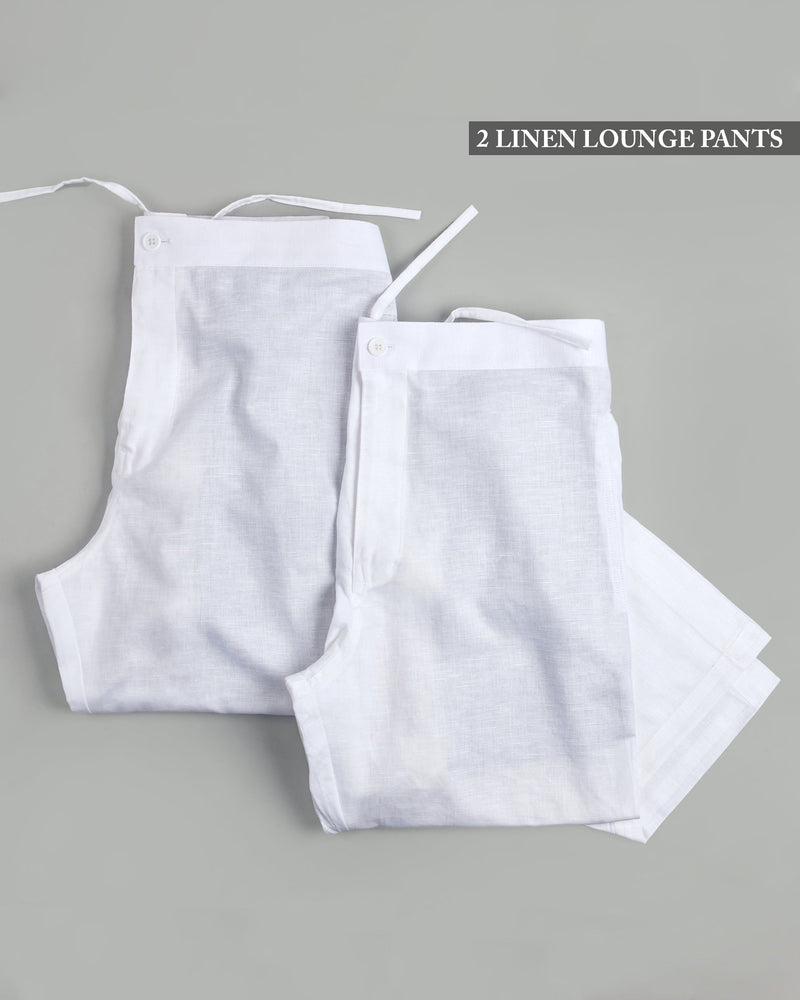 Two White Premium Linen Lounge Pants LP079-42, LP079-36, LP079-32, LP079-28, LP079-30, LP079-44, LP079-34, LP079-40, LP079-38