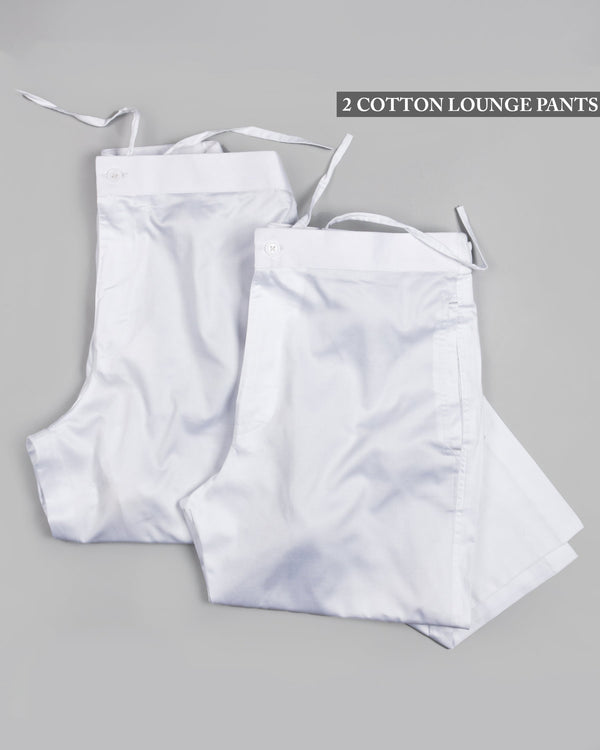 Two White Premium Cotton Lounge Pants LP080-38, LP080-42, LP080-44, LP080-34, LP080-28, LP080-36, LP080-40, LP080-30, LP080-32