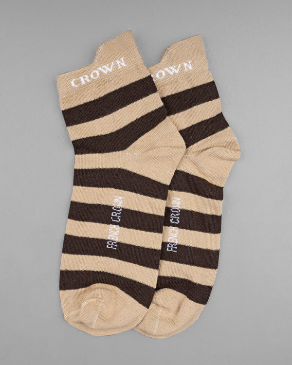 Brown and Black Striped Ankle Length Socks SO010