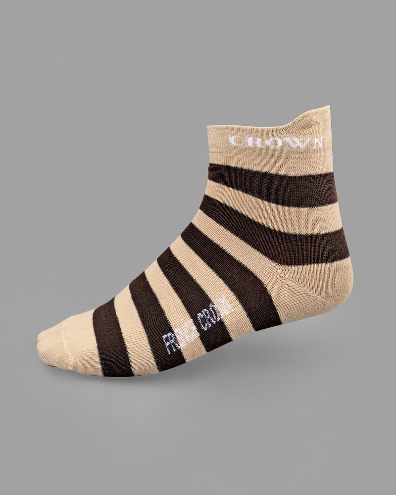 Brown and Black Striped Ankle Length Socks SO010