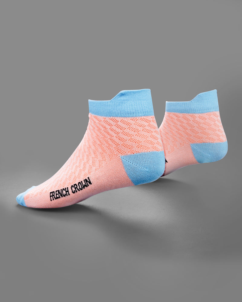 Pink and Blue Textured Ankle Length Socks SO012