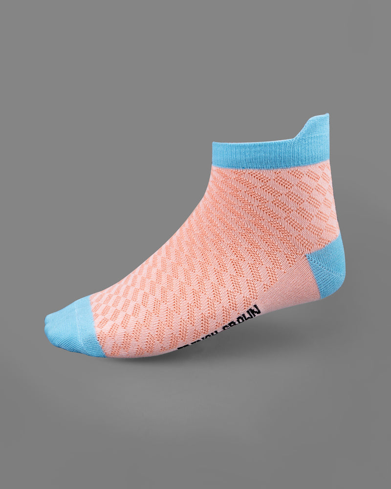 Pink and Blue Textured Ankle Length Socks SO012