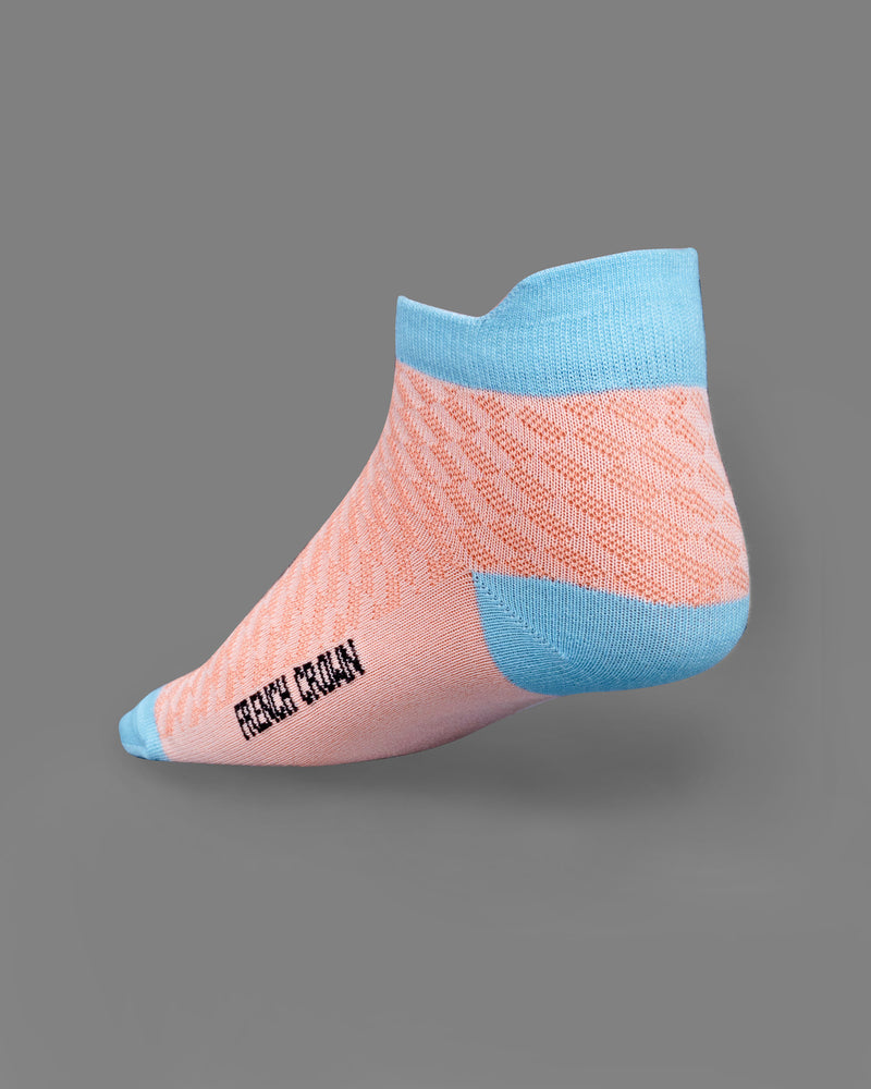 Pink and Blue Textured Ankle Length Socks SO012