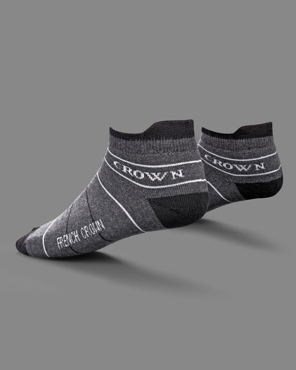 Gray and Black Striped Ankle Length Socks  SO016