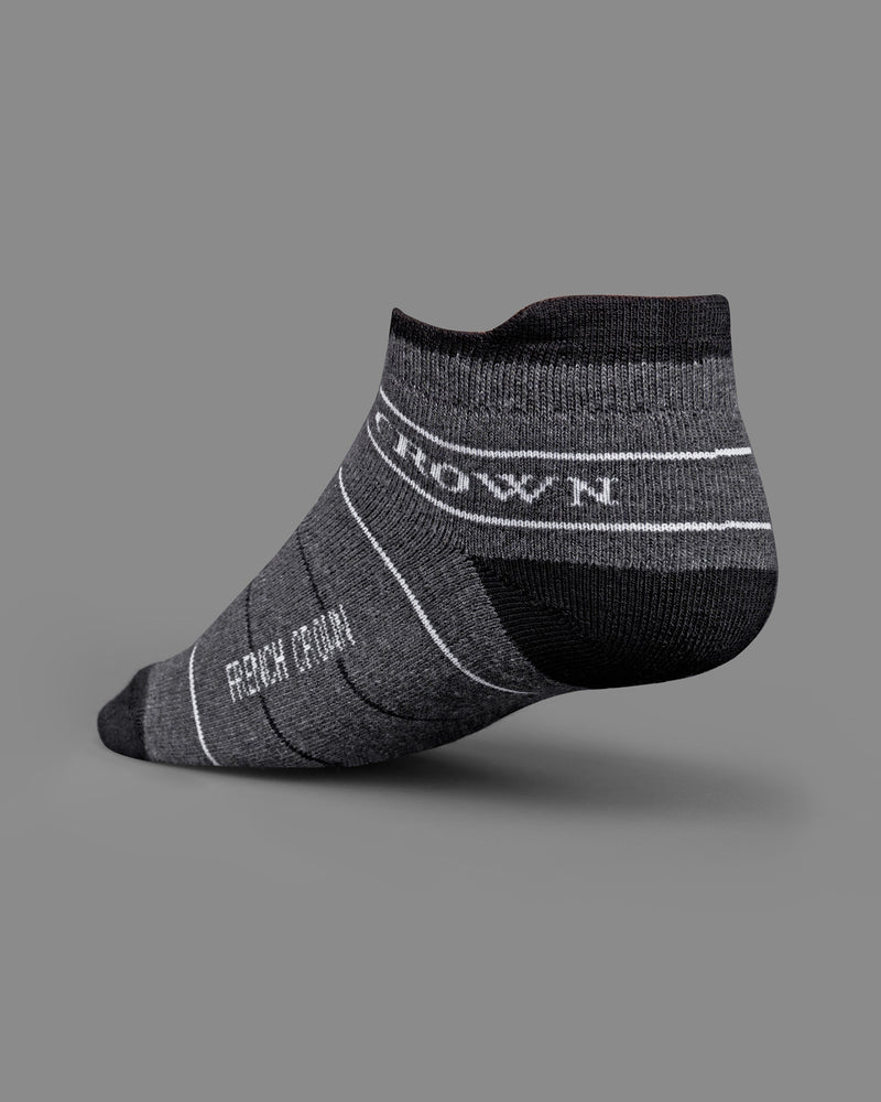 Gray and Black Striped Ankle Length Socks  SO016