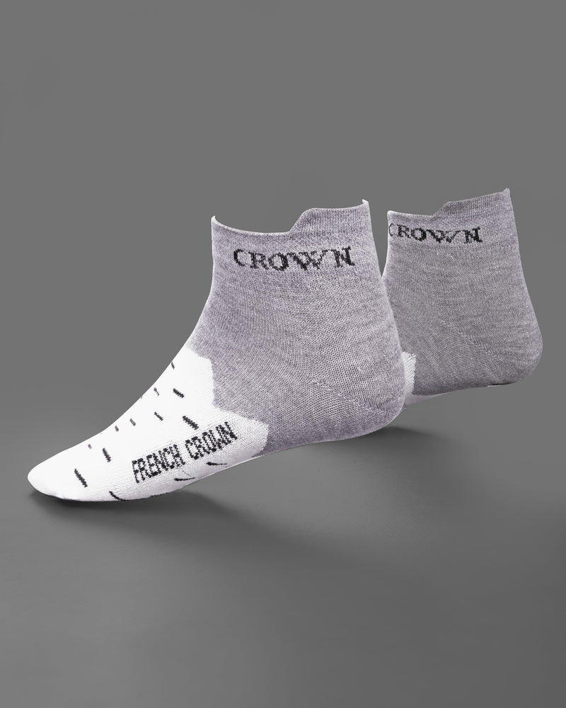 Gray and White Ankle Length Socks SO001