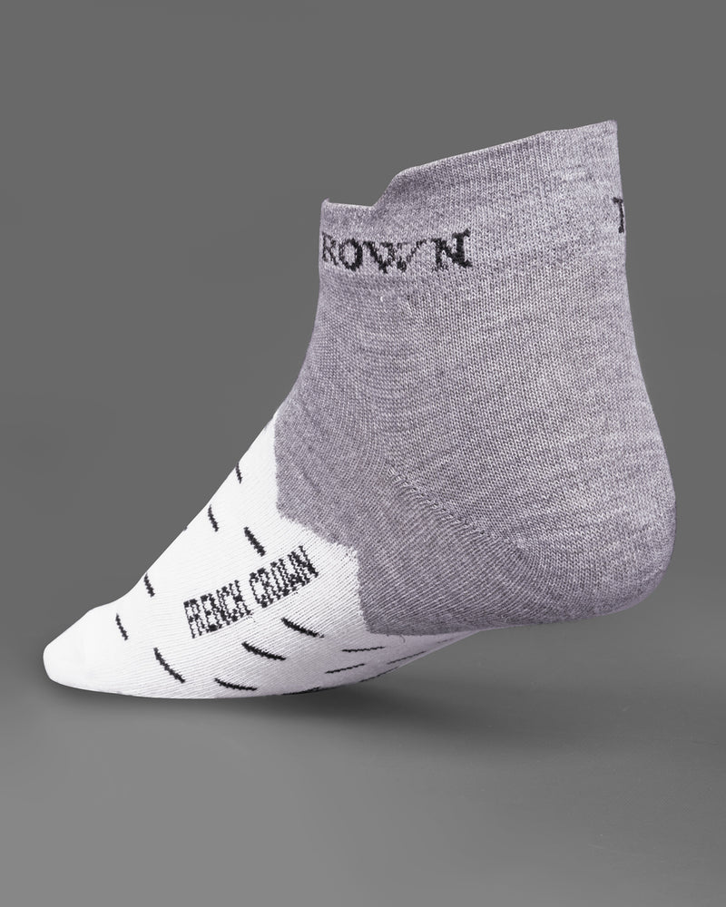 Gray and White Ankle Length Socks SO001