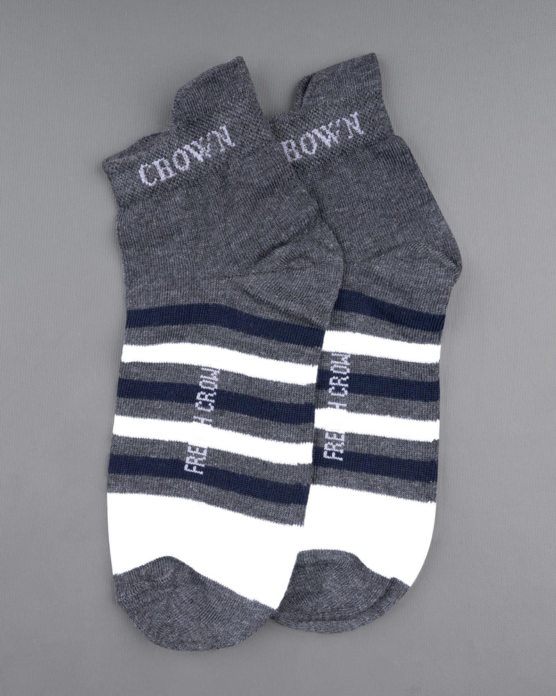 Gray and White Ankle Length Socks  SO020