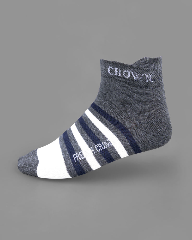 Gray and White Ankle Length Socks  SO020