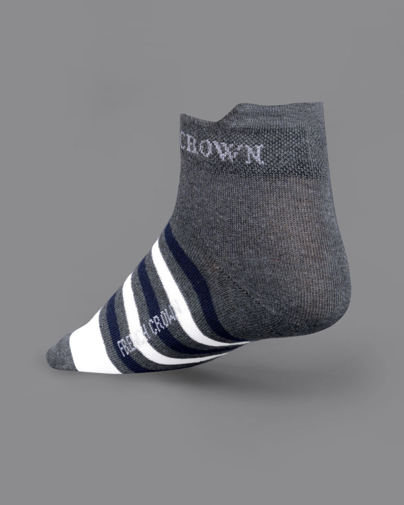 Gray and White Ankle Length Socks  SO020