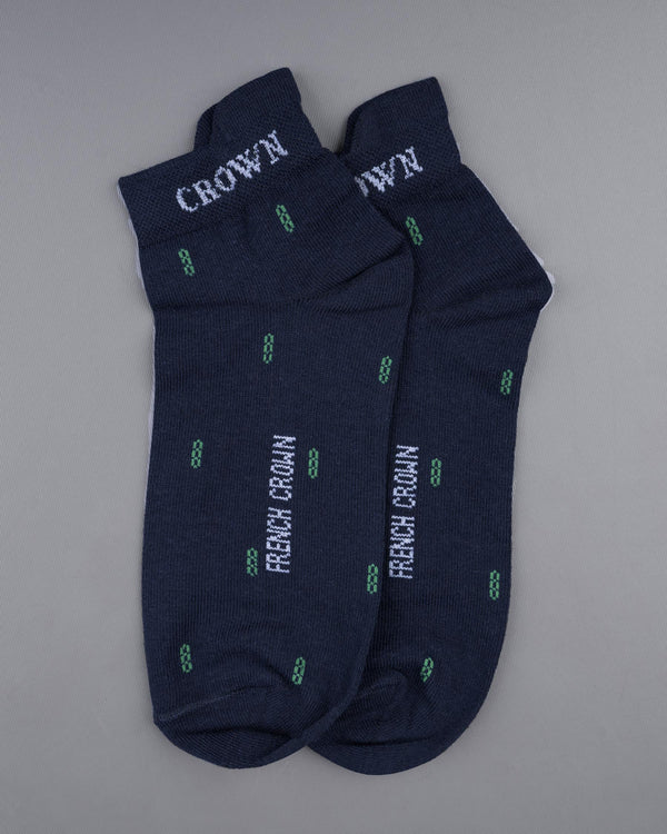 Blue with Green Textured Ankle Length Socks  SO022