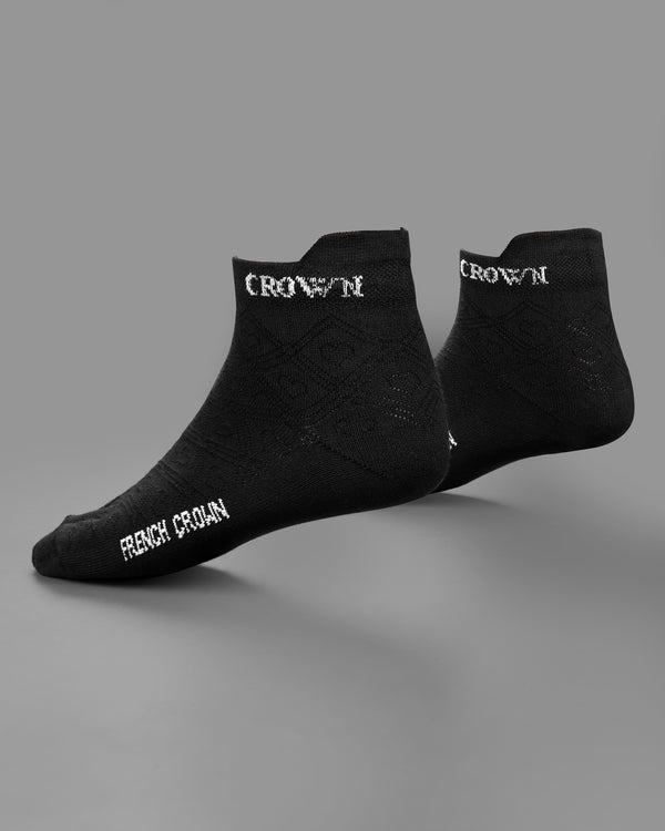 Jade Black Heart Textured Ankle Length Socks SO004