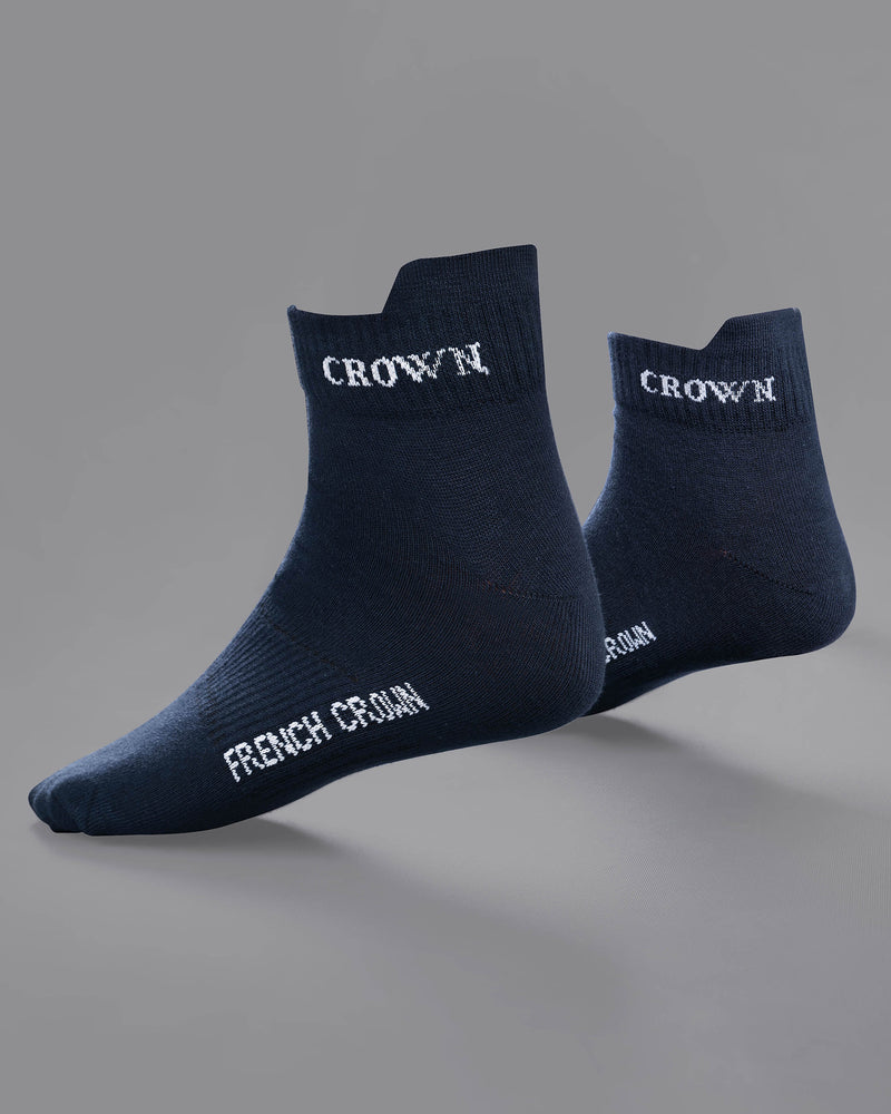 Blue Textured Ankle Length Socks SO005