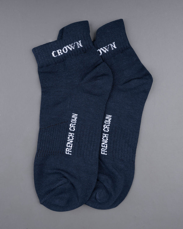 Blue Textured Ankle Length Socks SO005