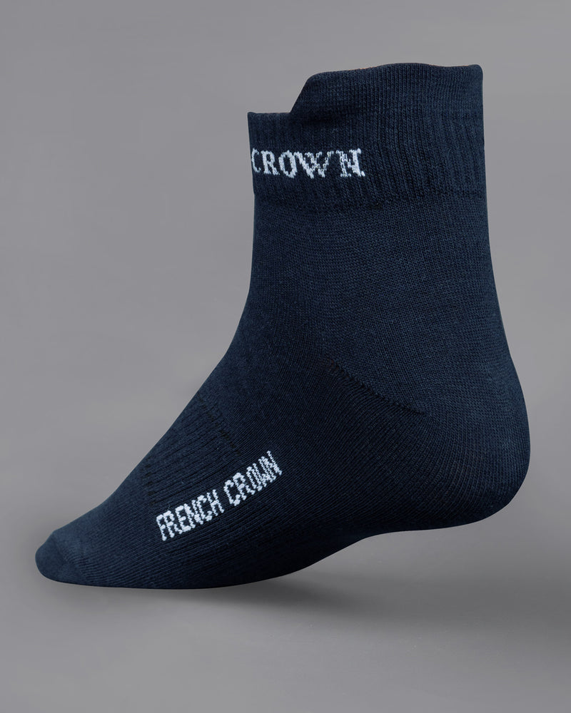 Blue Textured Ankle Length Socks SO005