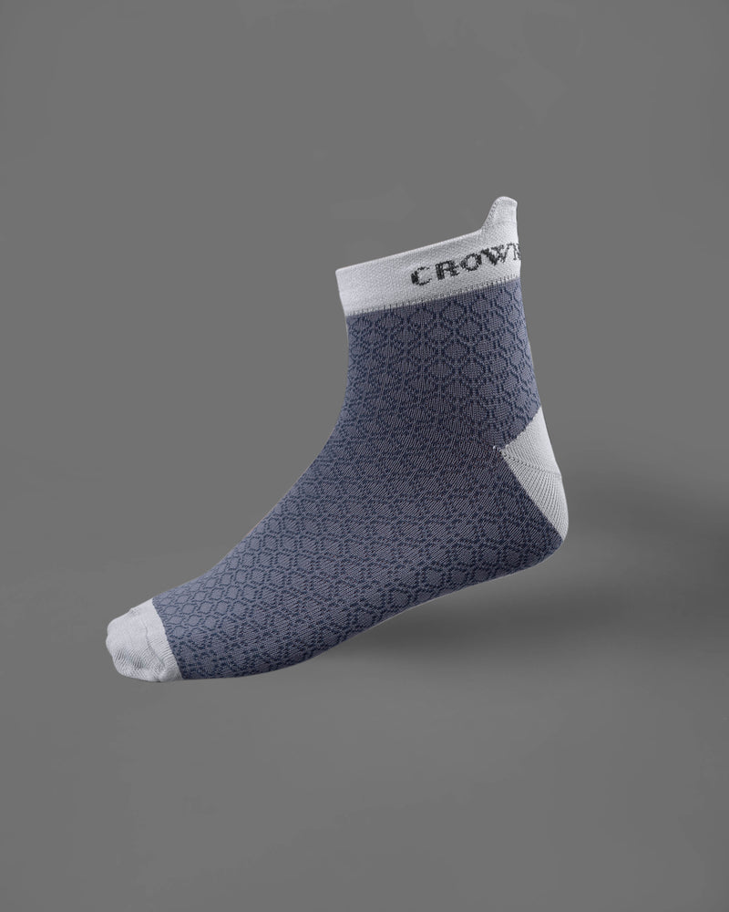 Blue and Gray Textured Ankle Length Socks SO006