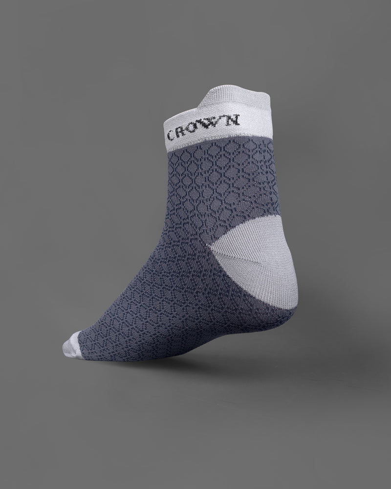 Blue and Gray Textured Ankle Length Socks SO006