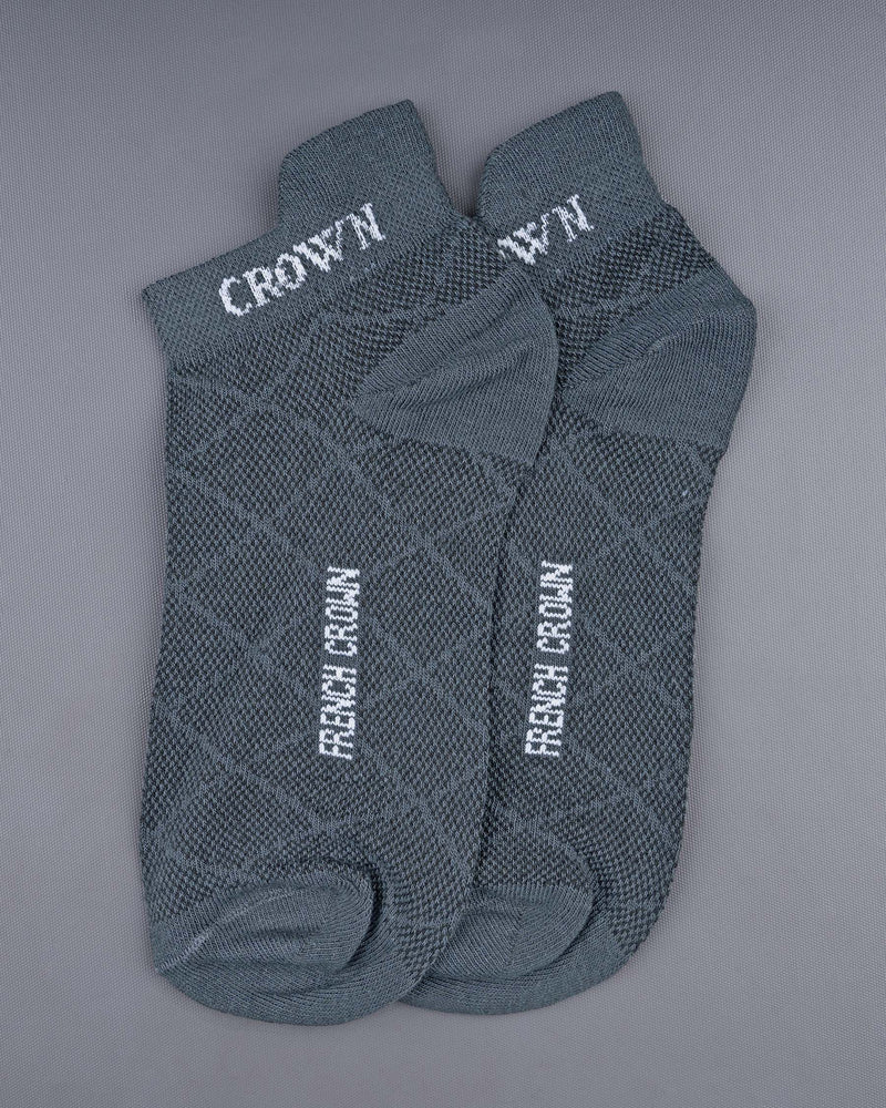 Gray Textured Ankle Length Socks SO008