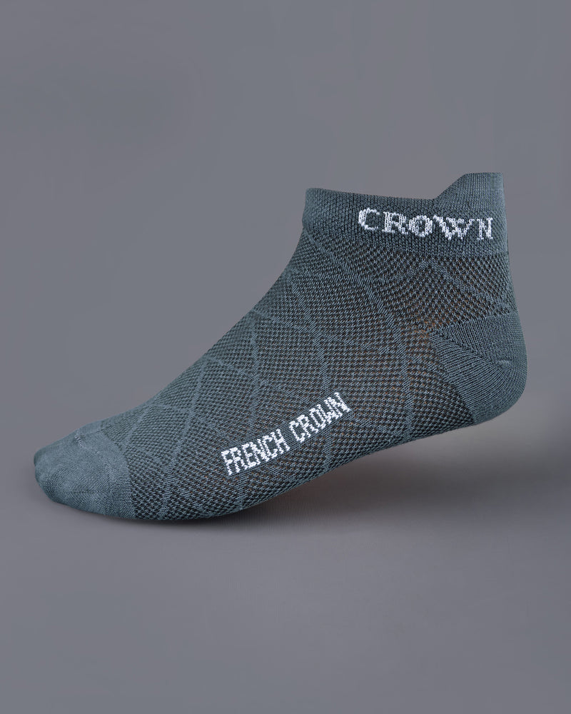 Gray Textured Ankle Length Socks SO008