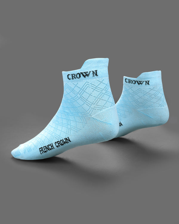 Sky Blue Textured Ankle Length Socks SO009