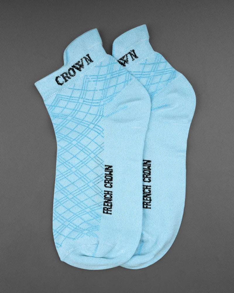 Sky Blue Textured Ankle Length Socks SO009