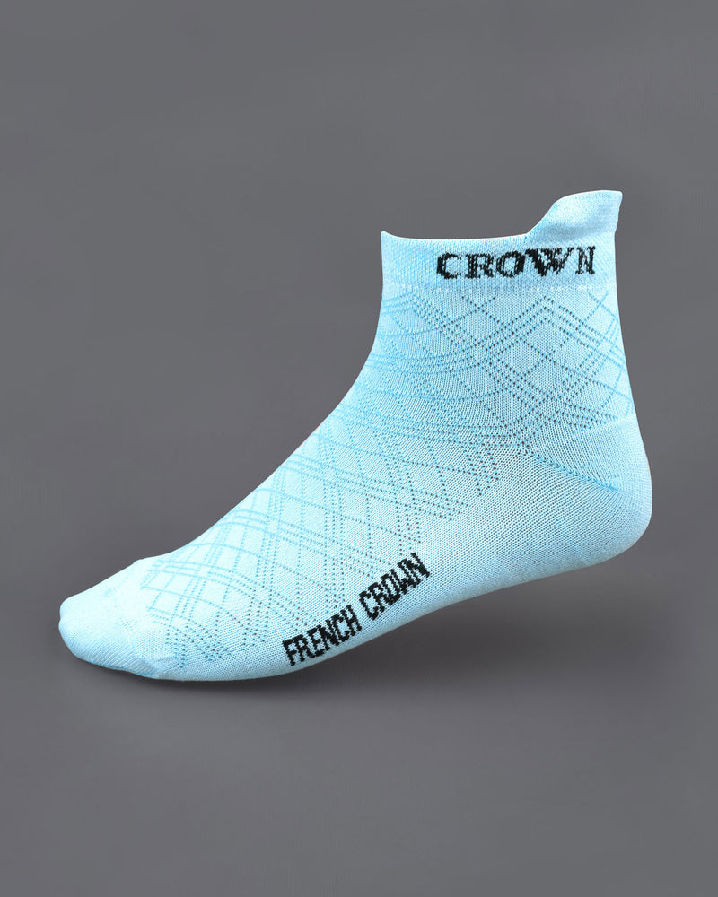 Sky Blue Textured Ankle Length Socks SO009