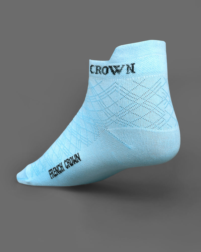 Sky Blue Textured Ankle Length Socks SO009