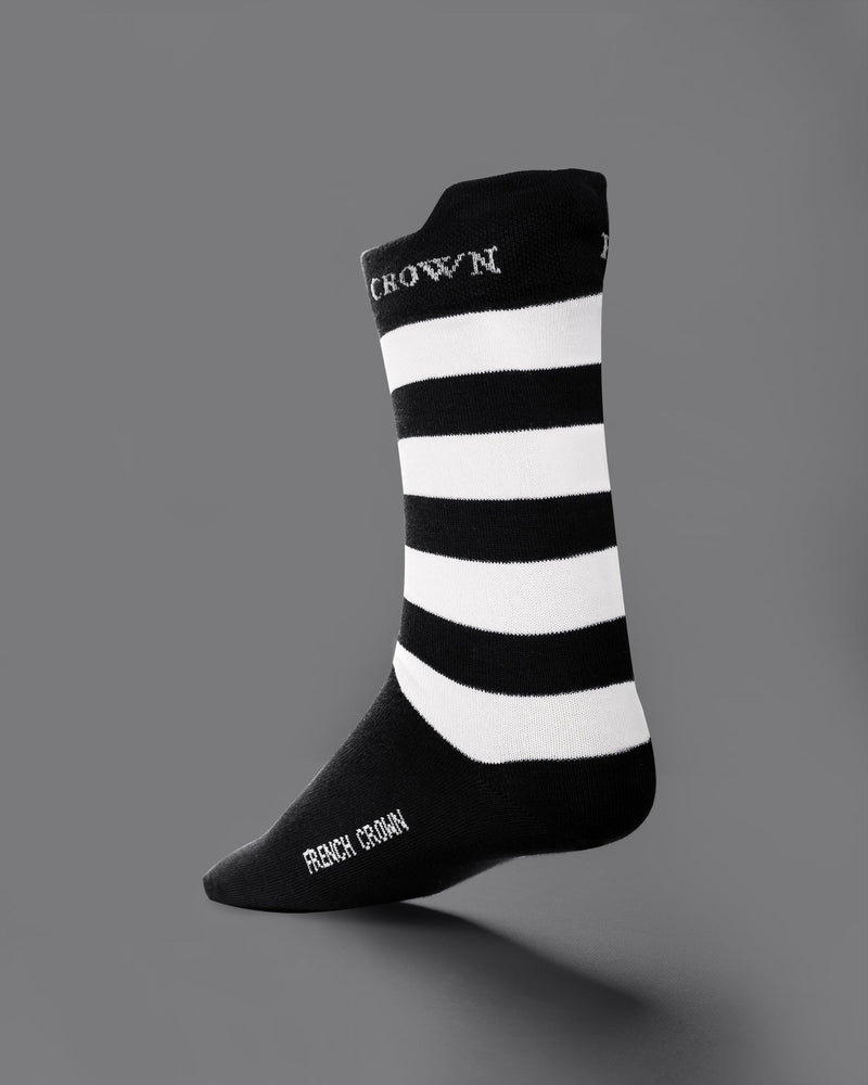 Pack of 10 Socks: Pale Orange, Olive Green, Gray, White, and Black Striped Premium Combed Cotton Crew Length, No-show and Ankle length Shocks SOC010