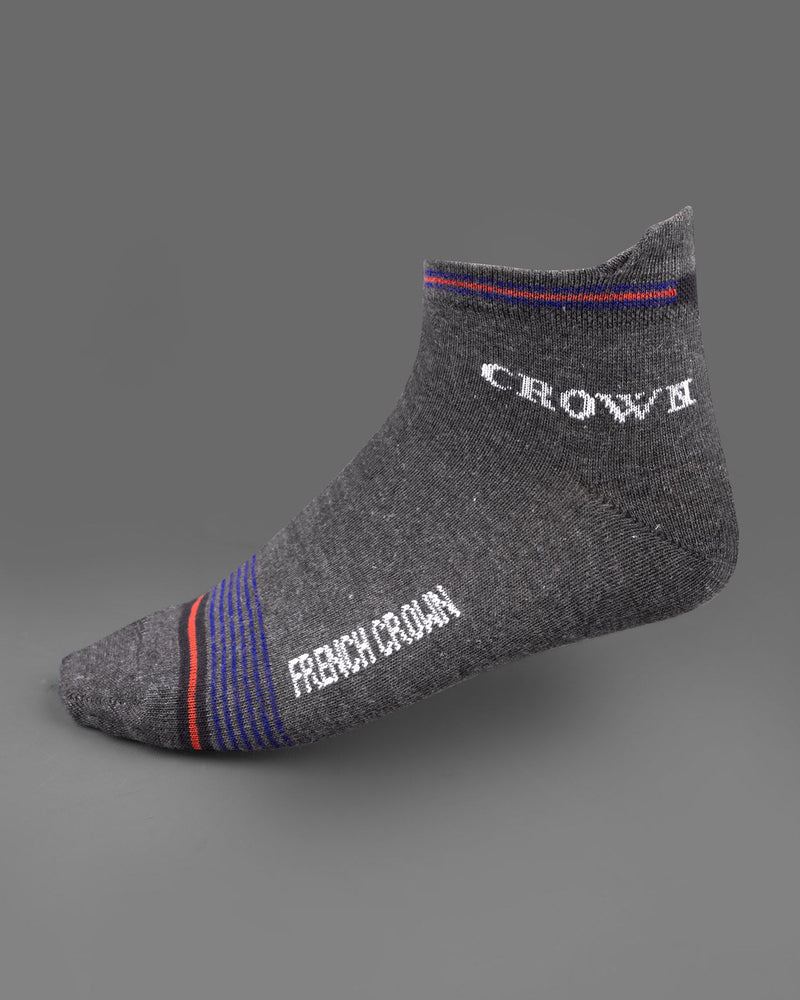 Pack of 5: Mobster Grey, Maize, Deep Coffee Brown Stripped, Blizzard Blue, And Grey Premium Combed Cotton Ankle Length Socks SOC002