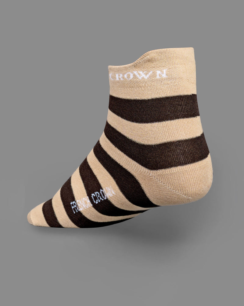 Pack of 5: Mobster Grey, Maize, Deep Coffee Brown Stripped, Blizzard Blue, And Grey Premium Combed Cotton Ankle Length Socks SOC002