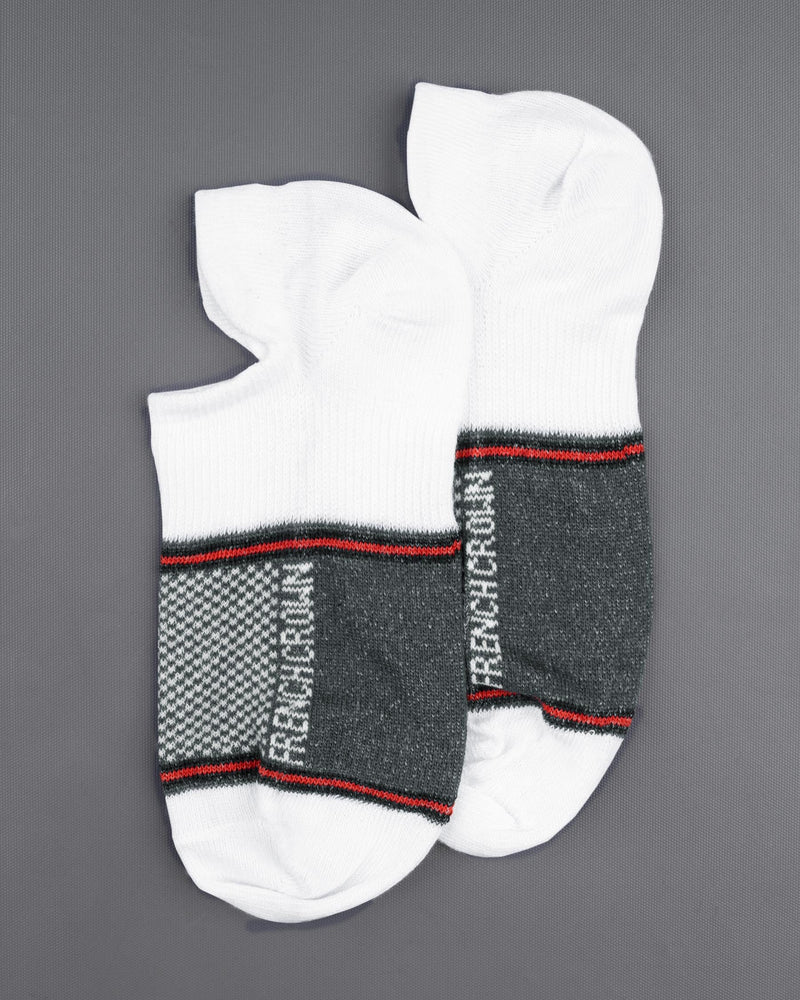 Pack of 5: white with black Stripped, gray with Black Stripped, Grey with Green Greek Key Patterned, And White Premium Combed Cotton Ankle, No-show and Crew length Socks SOC006